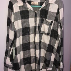 gray and white Hollister flannel